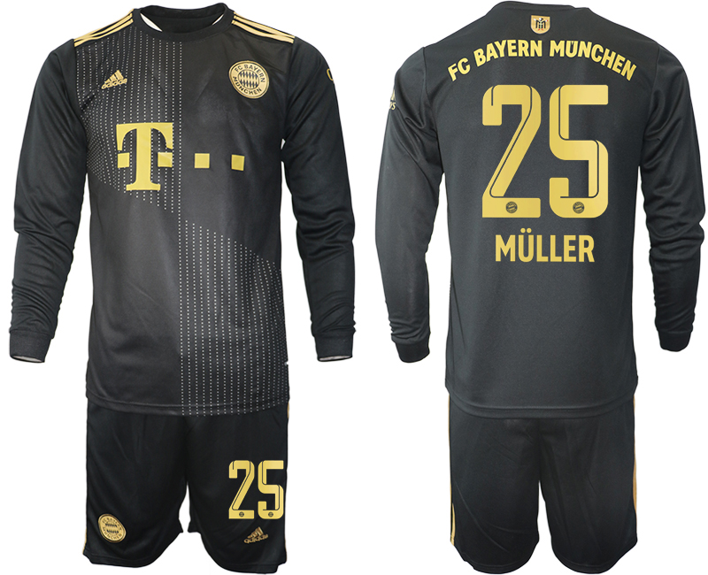 Men 2021-2022 Club Bayern Munich away black Long Sleeve #25 Soccer Jersey->bayern munich jersey->Soccer Club Jersey